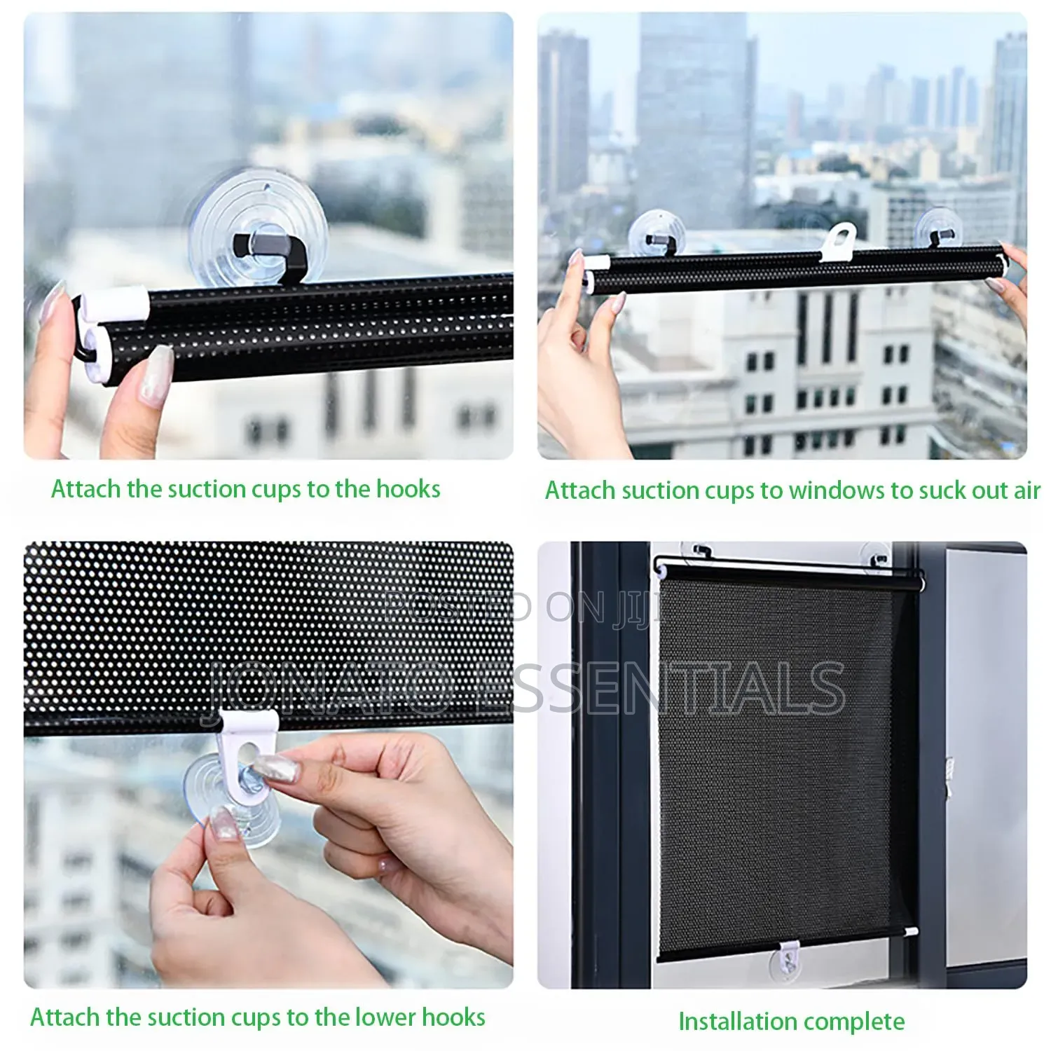 Retractable Window Sun Shade Roller Blinds With Suction Cups 50x125cm