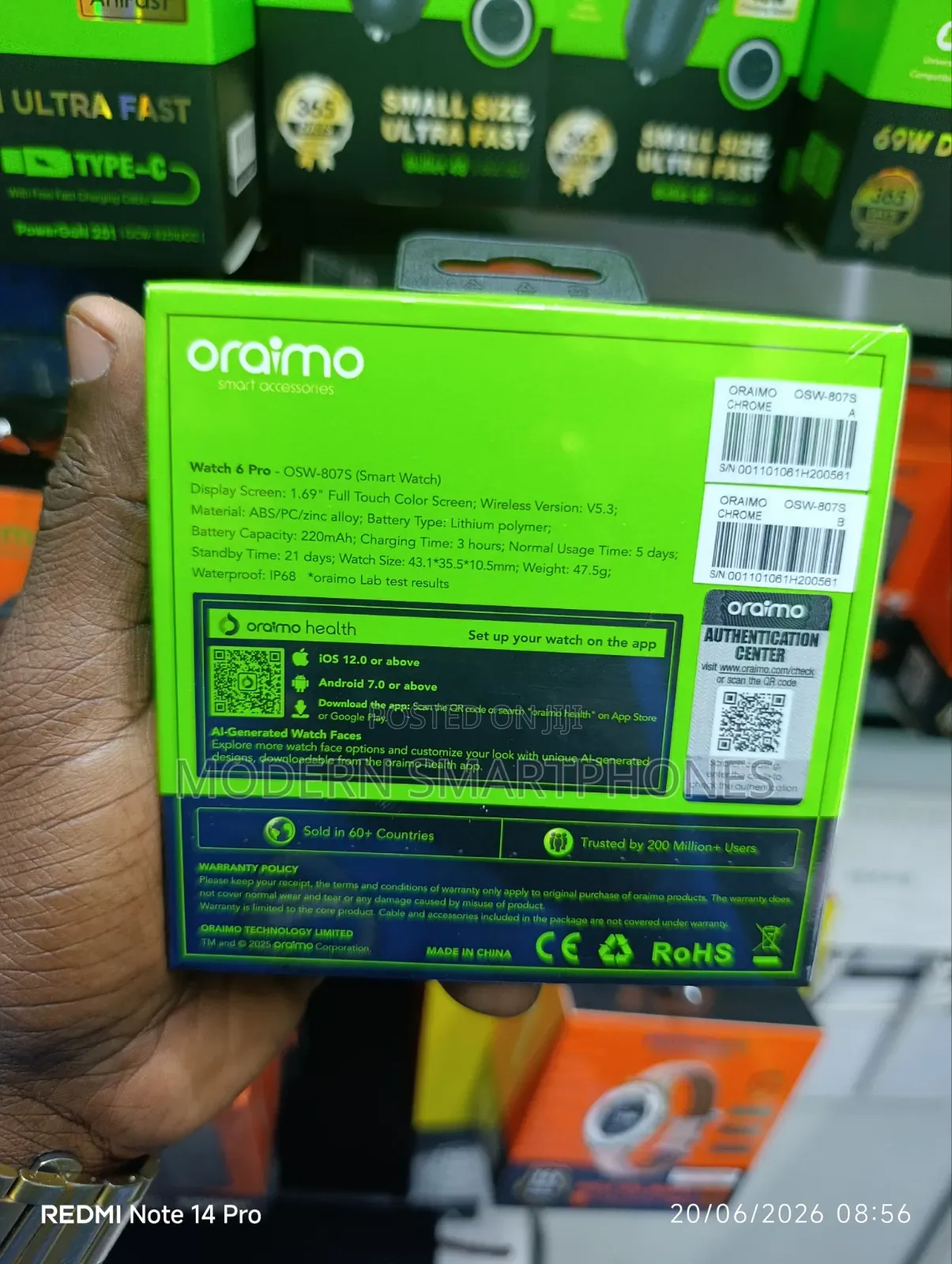 Oraimo Watch 6 Pro 1.69'' Full Touch Smart Watch