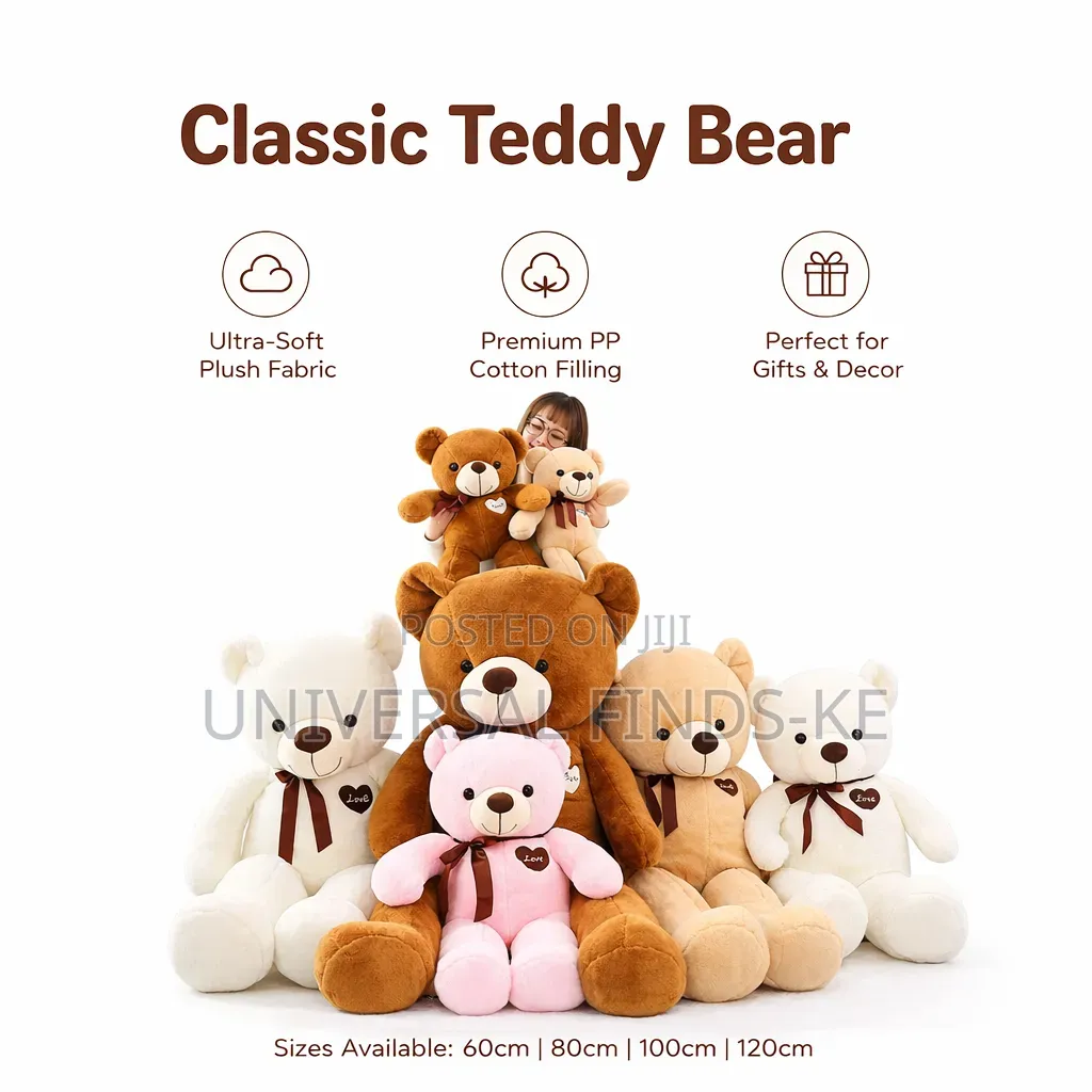 Large Soft Teddy Bear Plush Toy – Cute Cuddly Stuffed Animal Gift