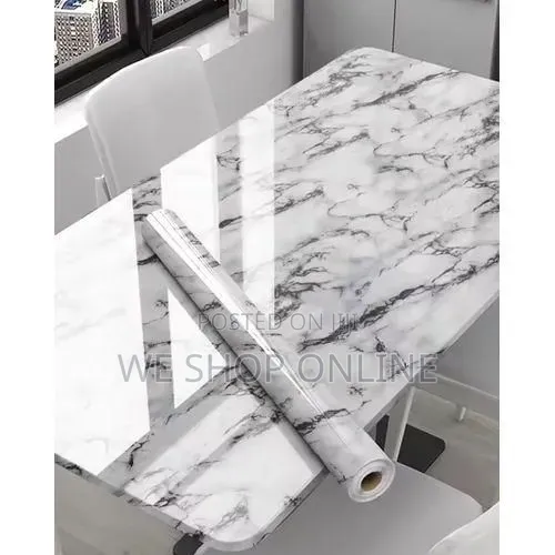 Self Adhesive Vinyl Marble Contact Paper Wallpaper / White Colour