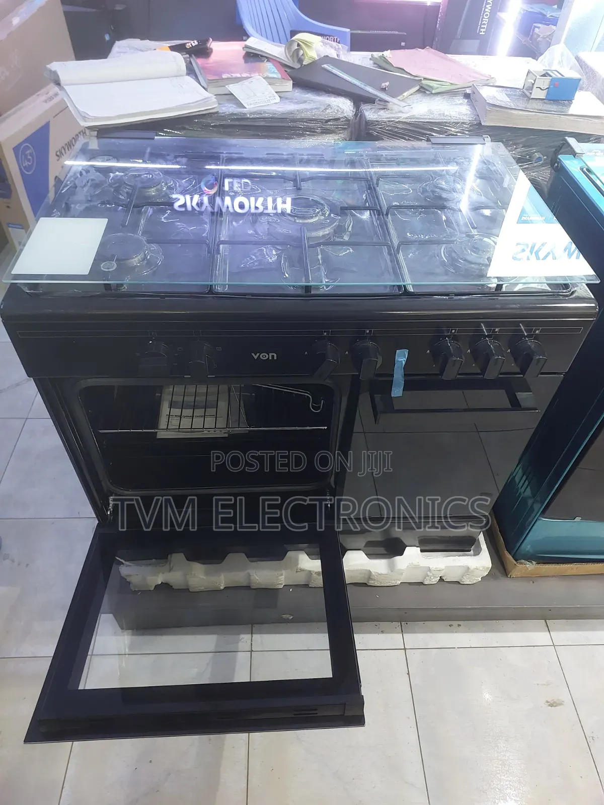 Von Vcf965031nsk Freestanding Cooker 5 Gas Burners, Enamel Pan Support