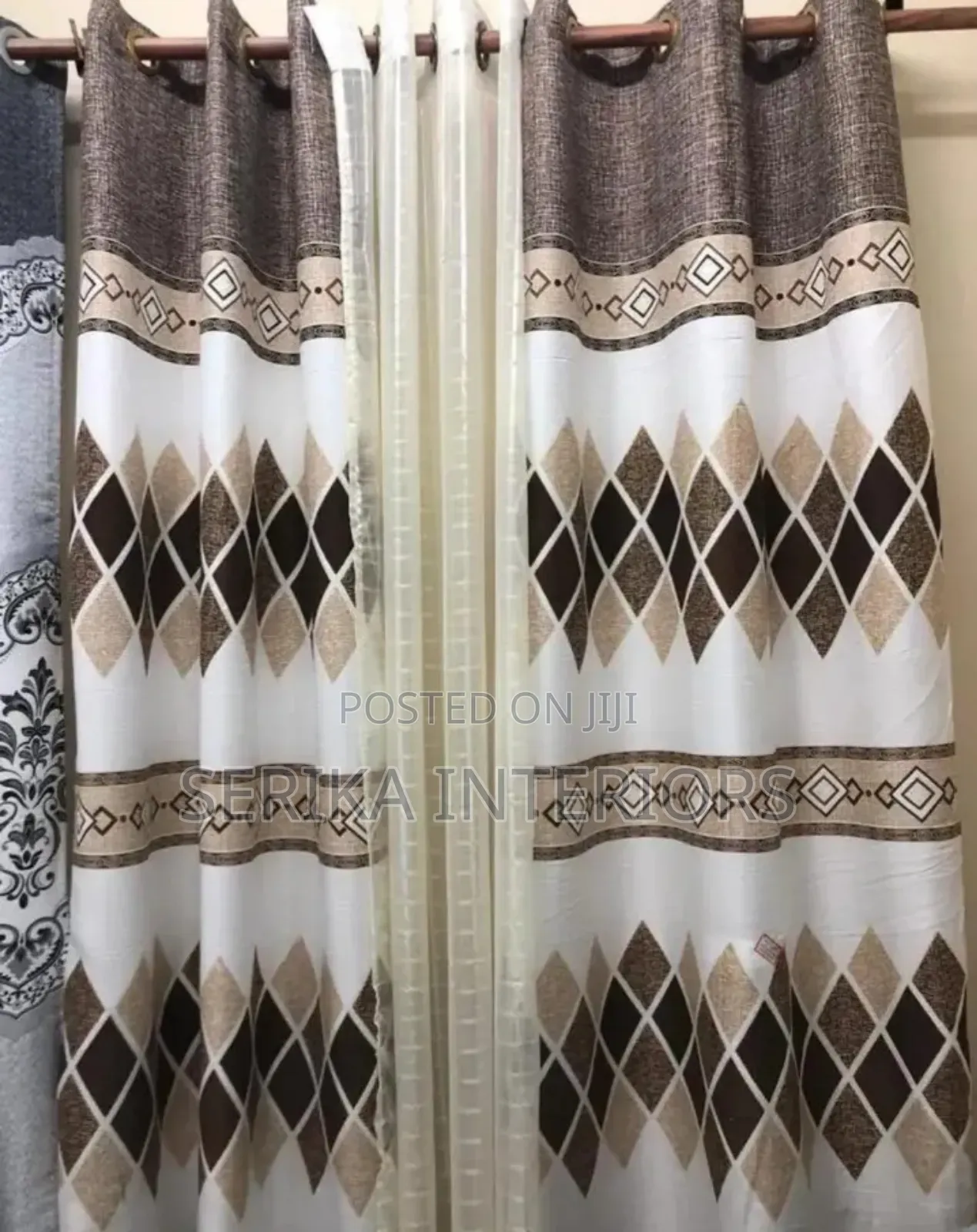 Brown Flowers Curtains Curtains Environmental Friendly