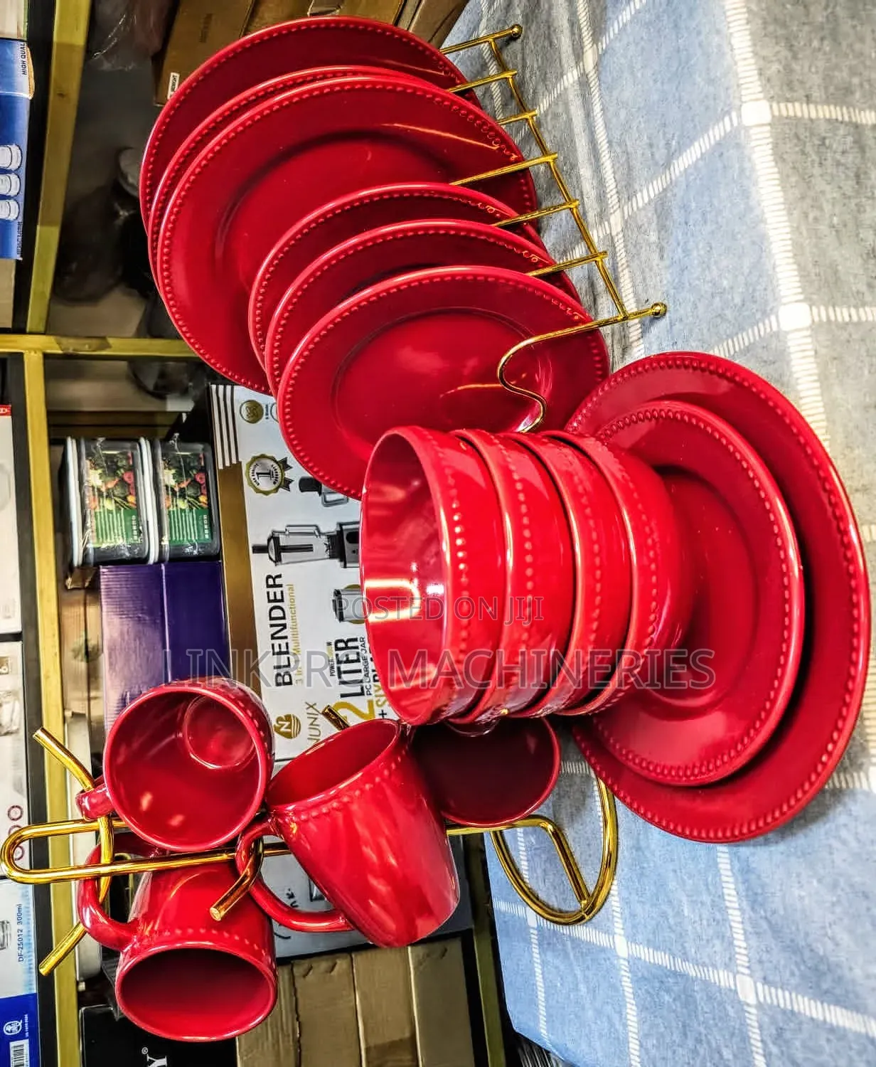 24 Pieces Red Dinner Set