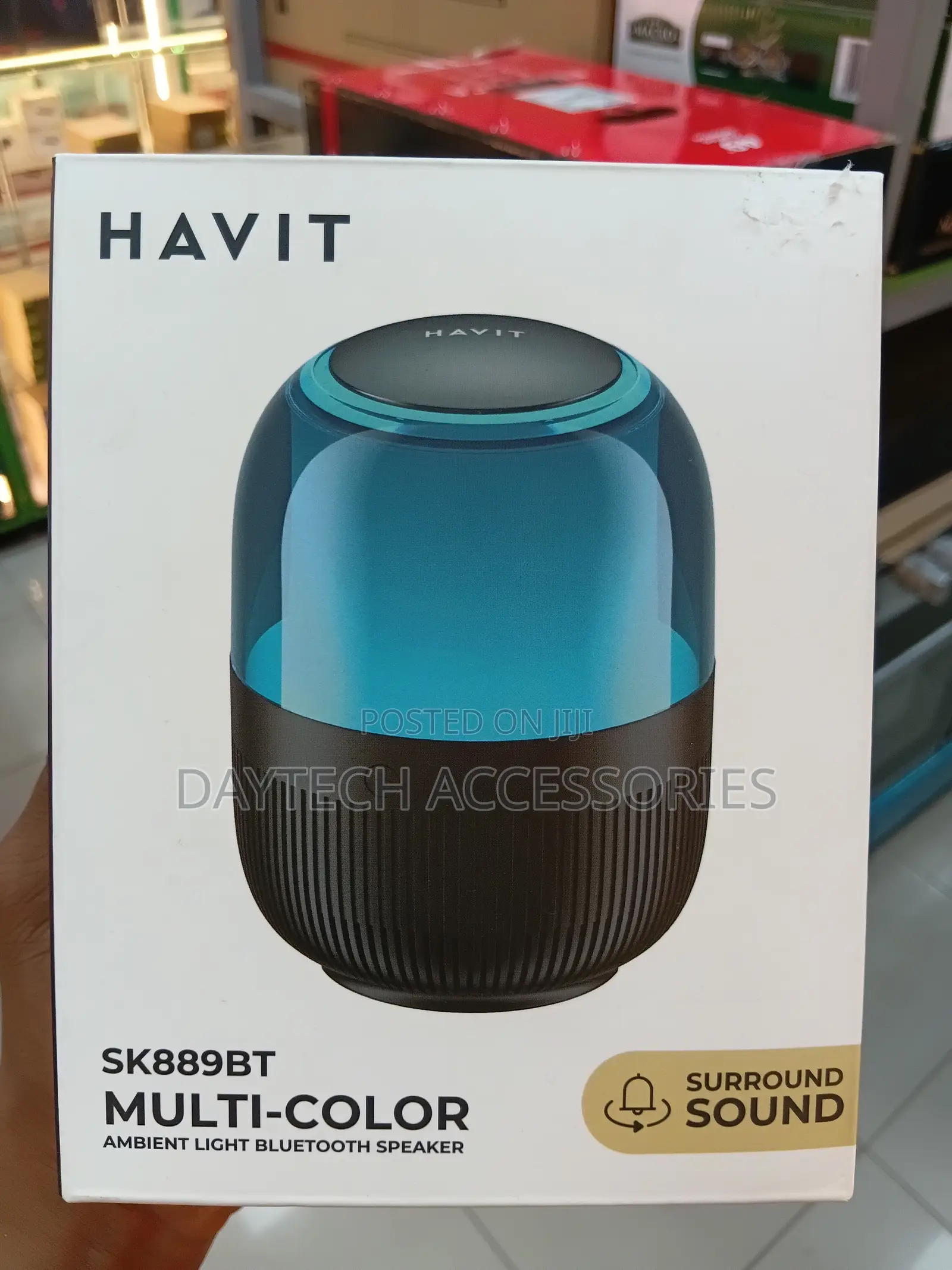 The Havit Sk889bt Multi-Color Ambient Light Bluetooth Speaker.