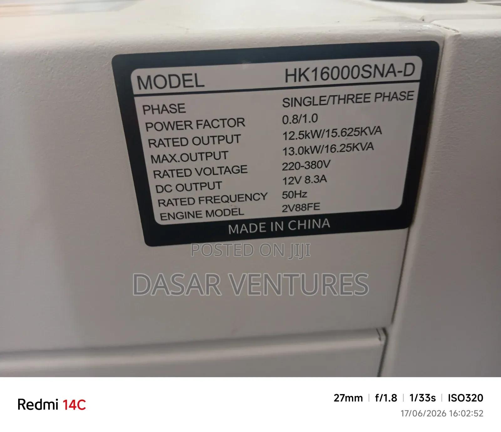 Generator 16kva Hisaki Japan