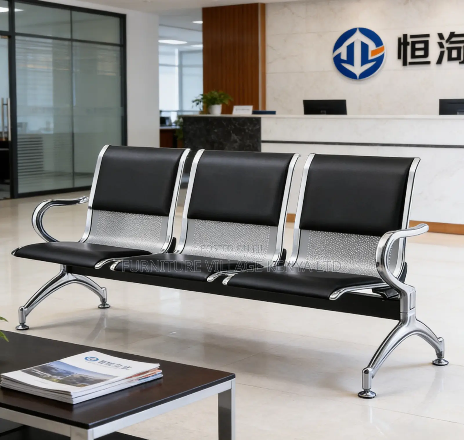 3-Link Padded Reception Benche