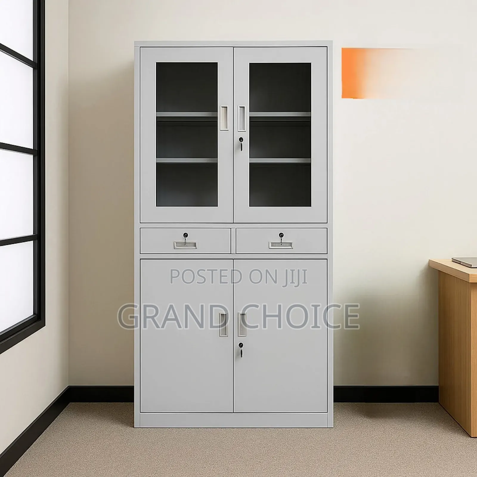Quality Office Filling Cabinet With Half Glass Door