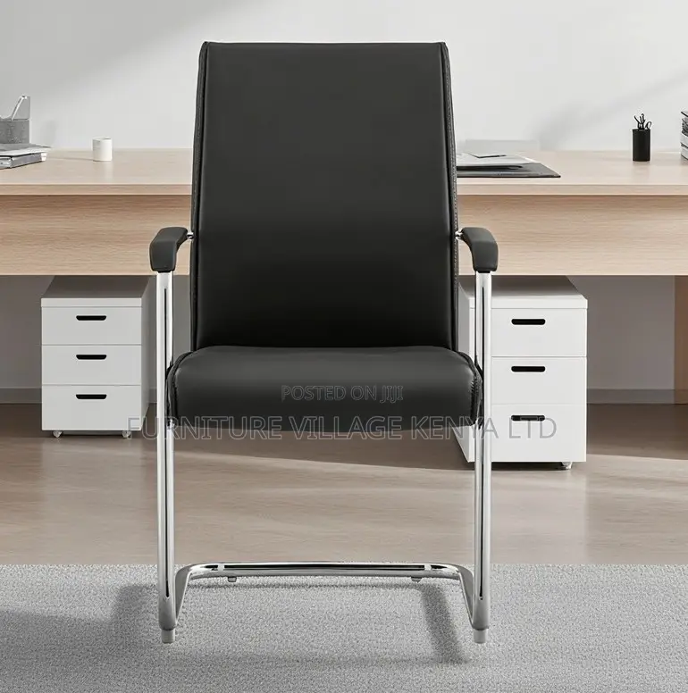 Black Leather Cantilever Office Chair