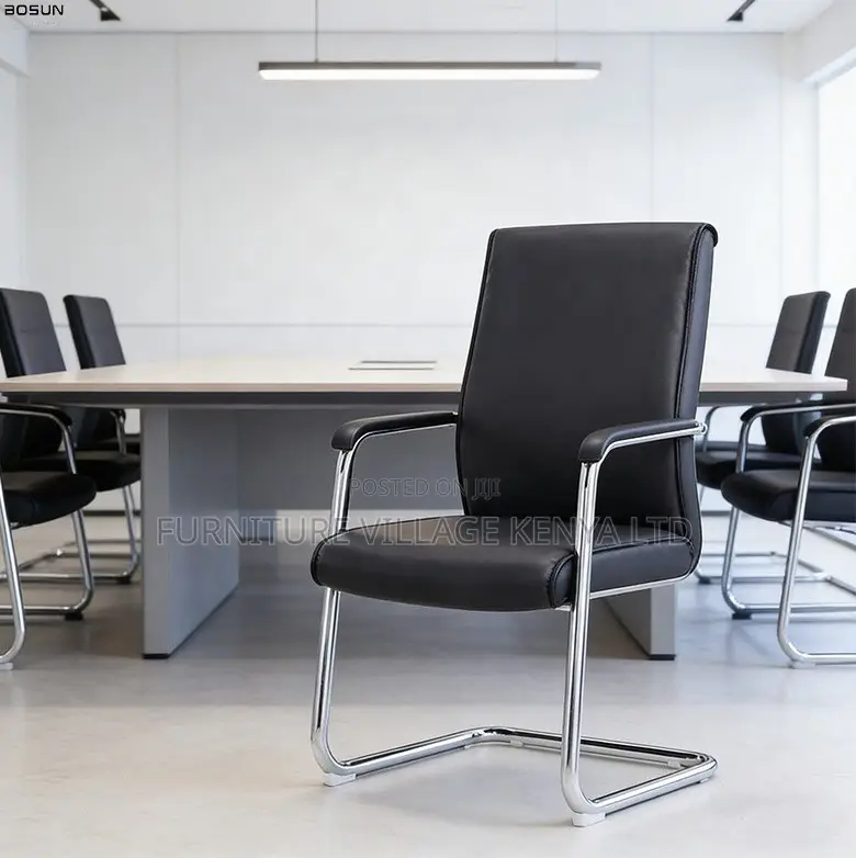 Black Leather Cantilever Office Chair