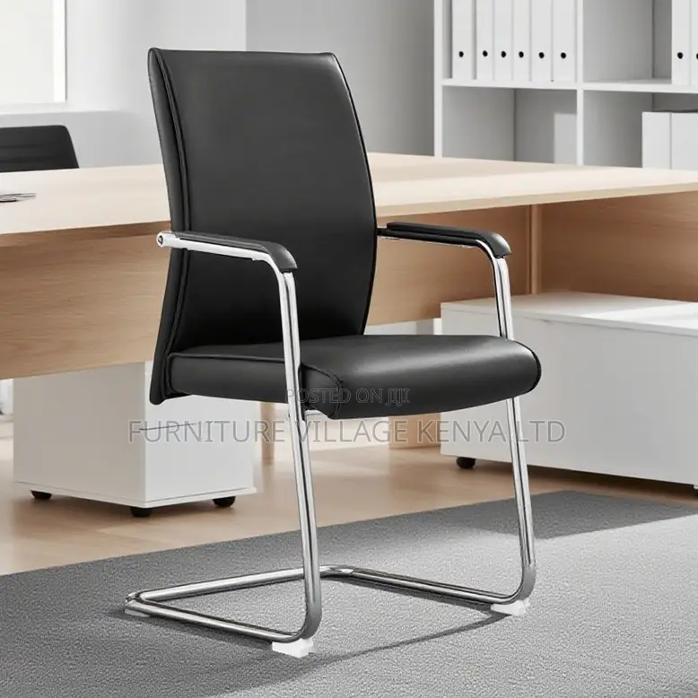 Black Leather Cantilever Office Chair