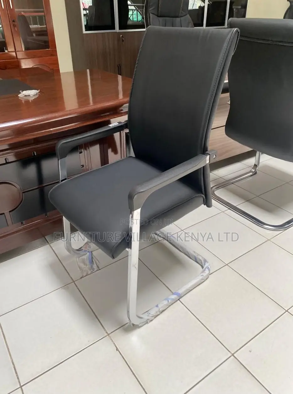Black Leather Cantilever Office Chair