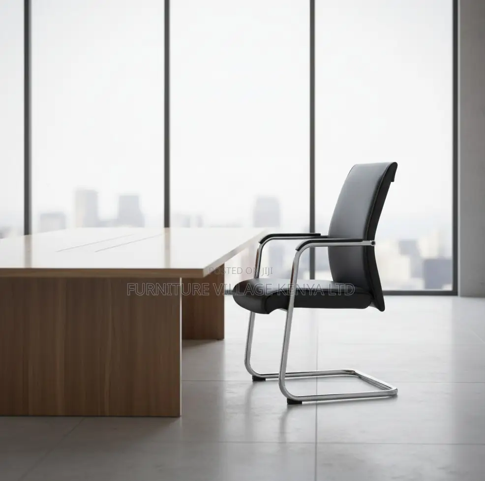 Black Leather Cantilever Office Chair
