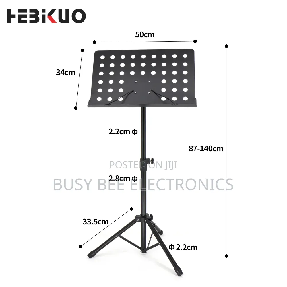 Black Music Stand Adjustable Height Detachable