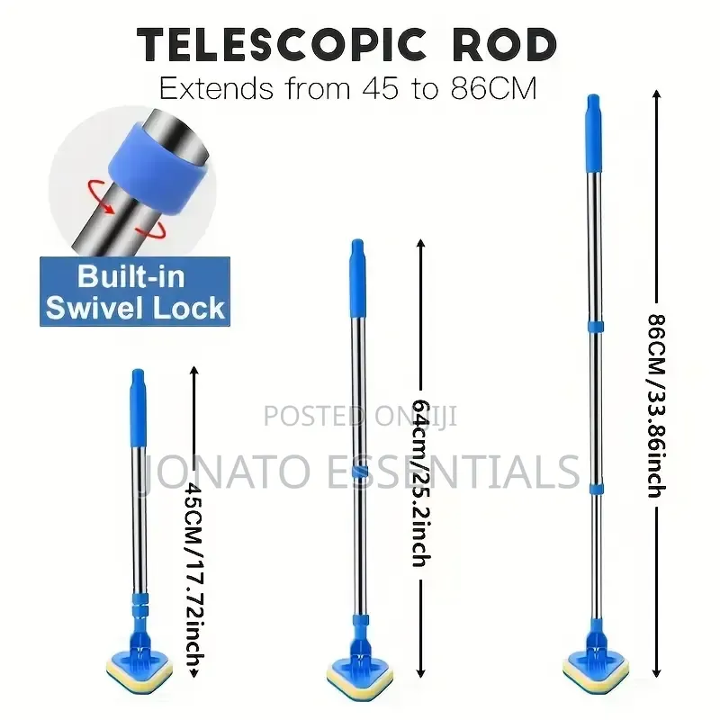 3-in-1 Long Handle Tub and Tile Scrub Brush Extendable 35"