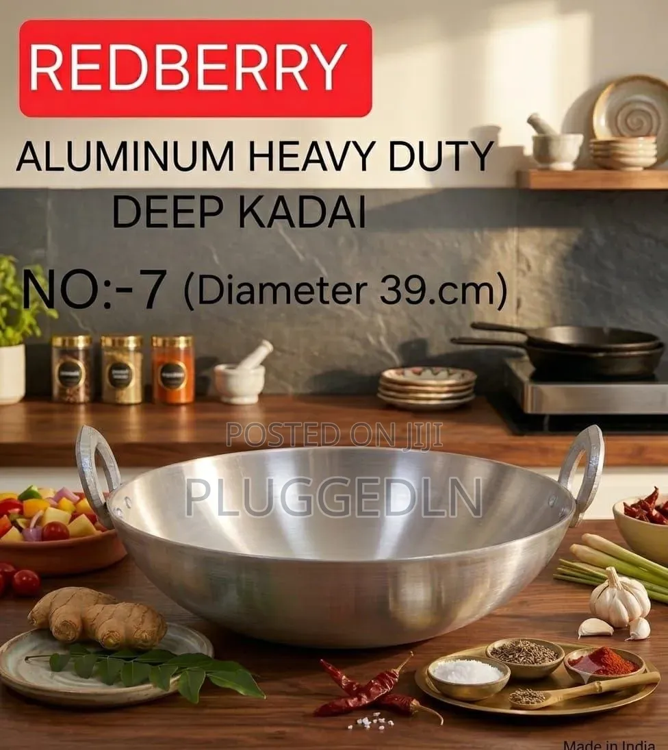 Aluminum Heavy-Duty Deep Kadai /Karai 39 Cm.