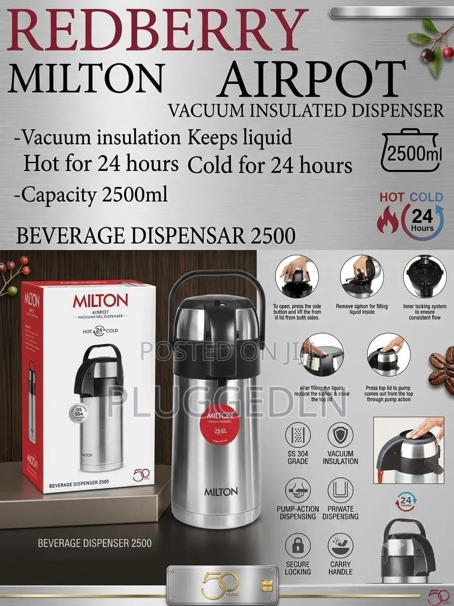 Milton Insulated 2.5l Stainless Steel Vacuum Flask
