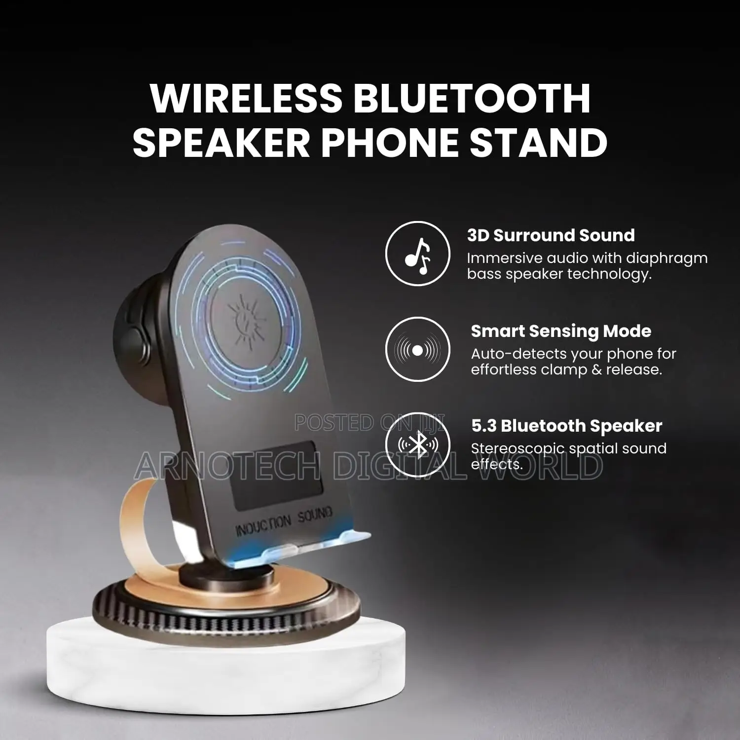 Induction Sound Speaker Phone Stand With Wireless Charger
