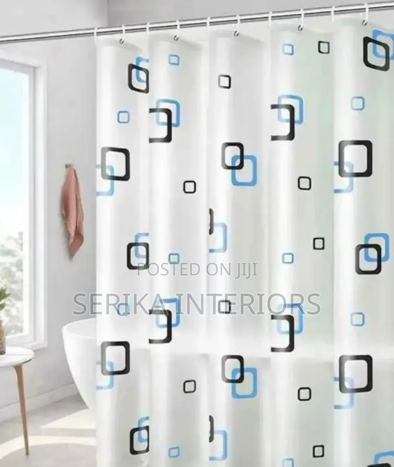 Black Blue White Shower Curtains Environmental Friendly Shower Curtain