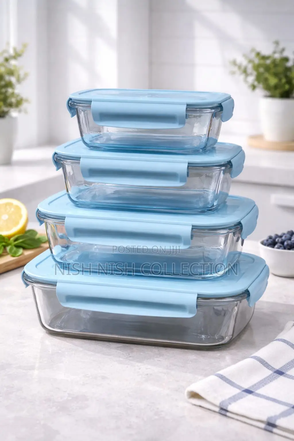 *4 PCS Glass Food Container Set*