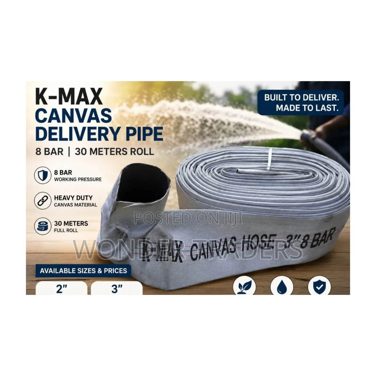 Delivery Canvas Hose Pipe 3 Inches X30m