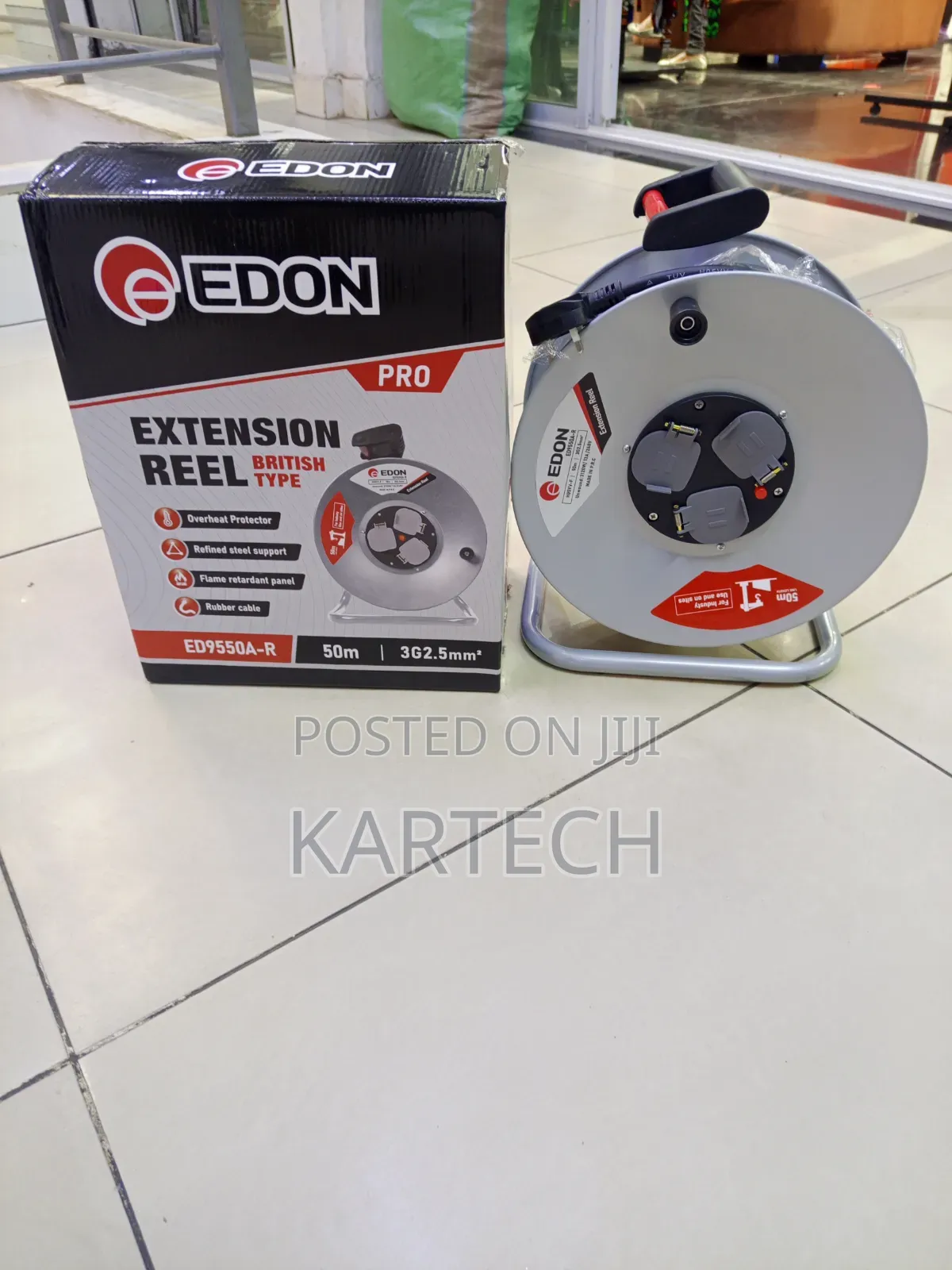 Edon 50 Meter 2.5mm Industrial Extension Cable Reel – 13a/240v