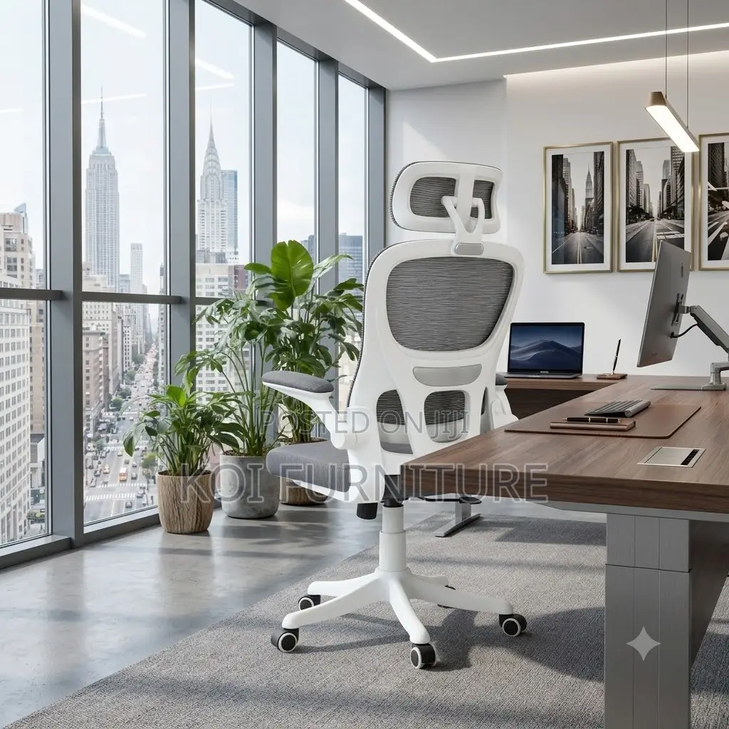 Office Chairs; White Orthopedic Fabric Reclining Office Chairs