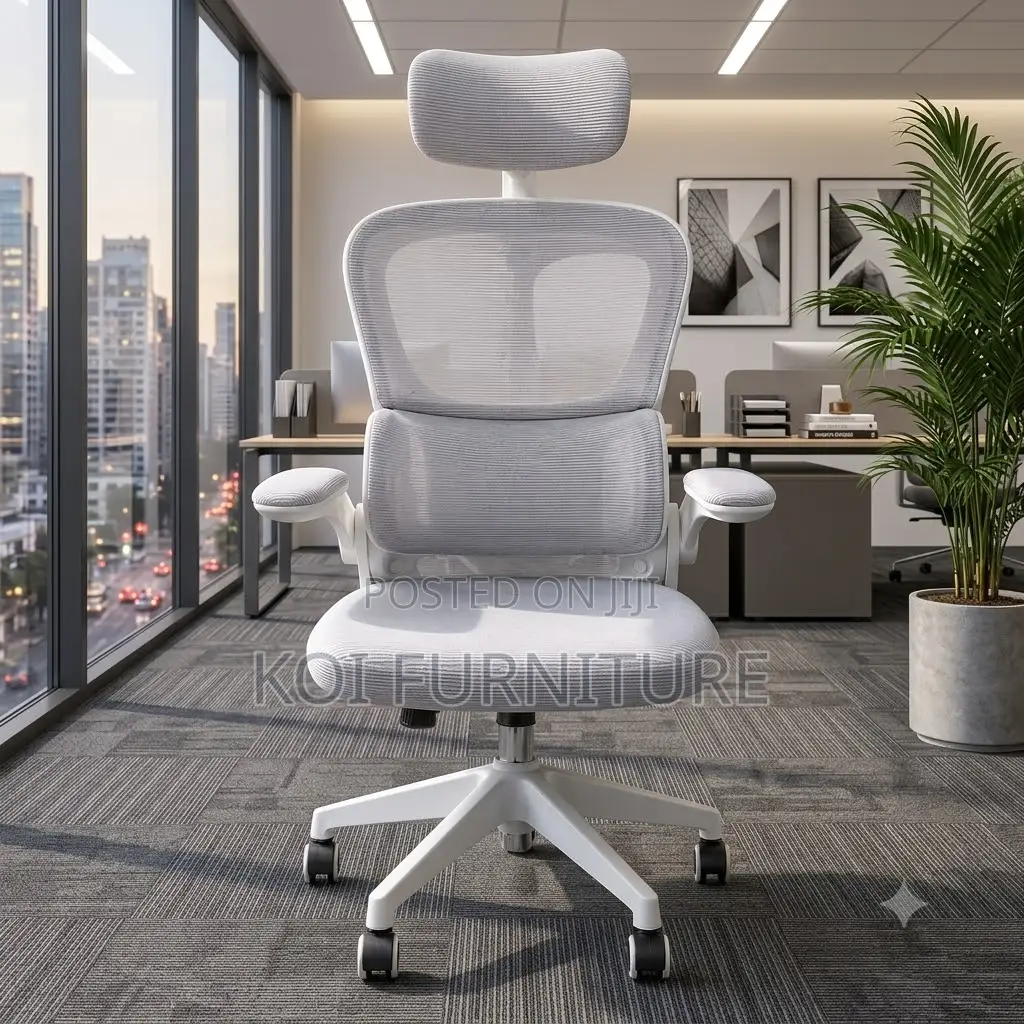 Office Chairs; White Orthopedic Fabric Reclining Office Chairs