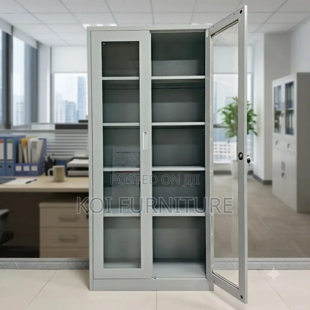 Office Cabinets; Filing Cabinet With Two Glass View Doors