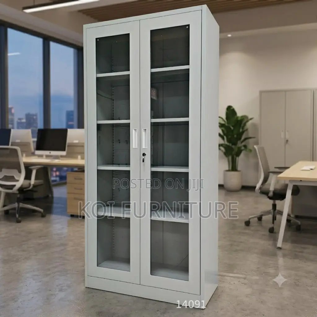 Office Cabinets; Filing Cabinet With Two Glass View Doors