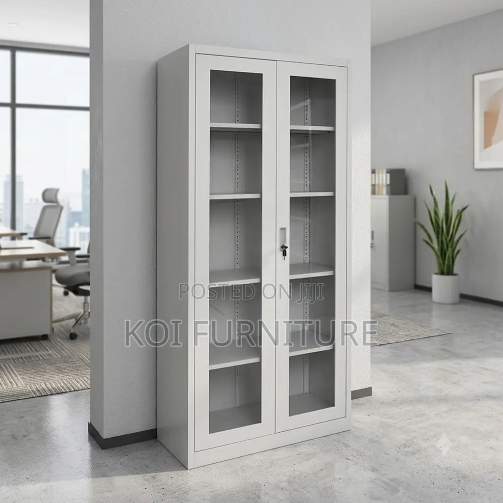 Office Cabinets; Filing Cabinet With Two Glass View Doors