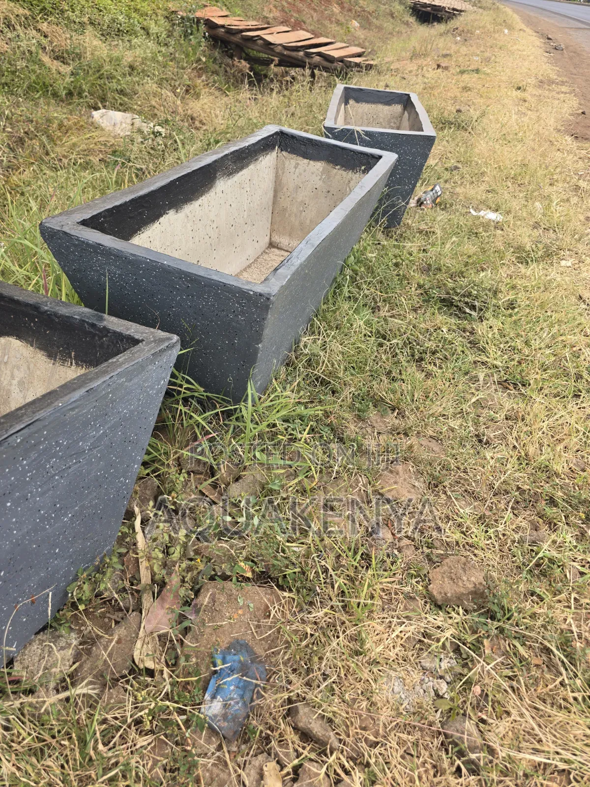 Concrete Painted Grey Flower Pots,Flowerpots