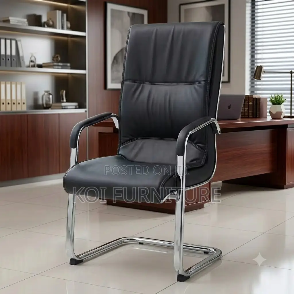 Office Chairs; Sled Based Leather Office Reception Desk Chair