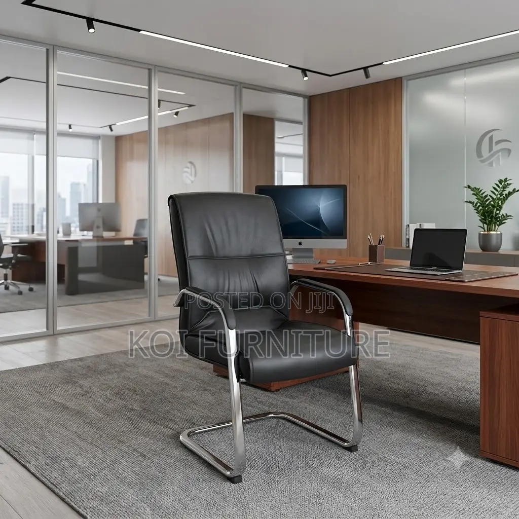 Office Chairs; Sled Based Leather Office Reception Desk Chair