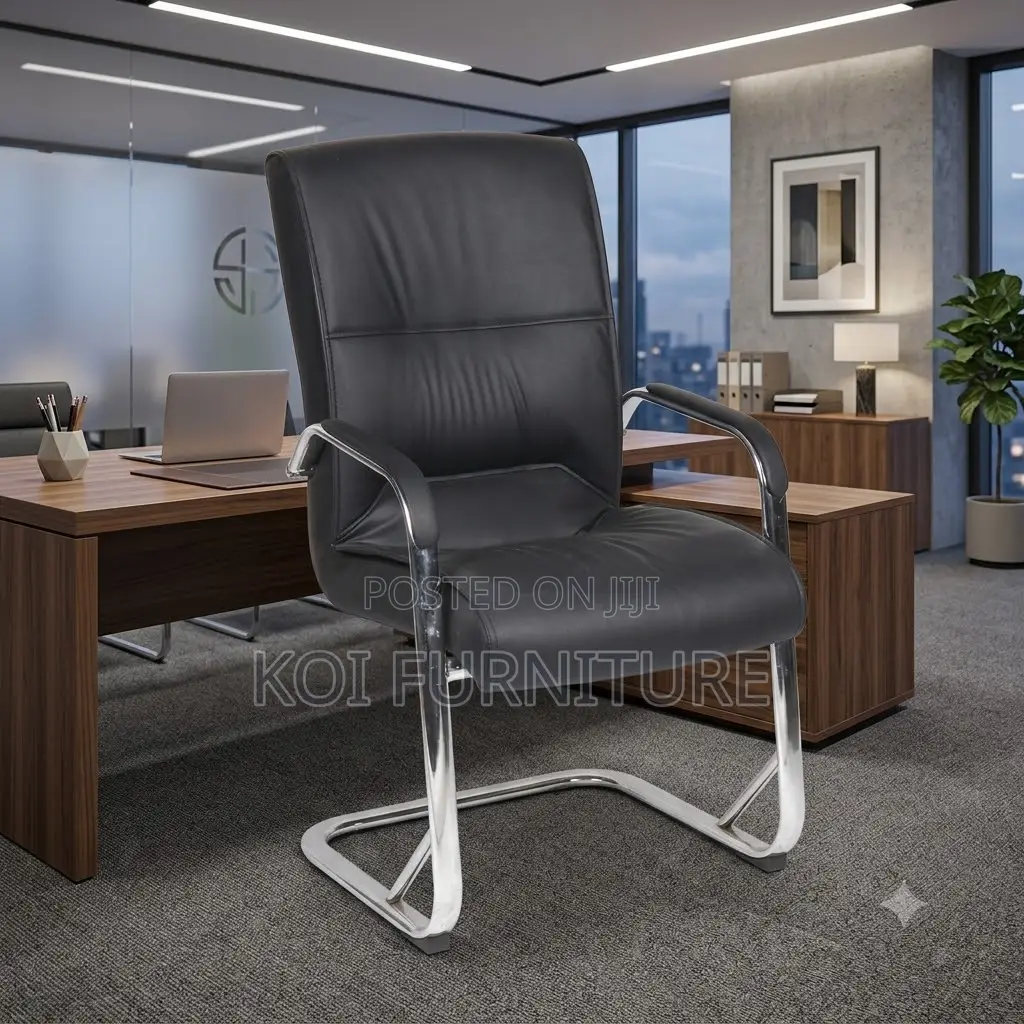 Office Chairs; Sled Based Leather Office Reception Desk Chair