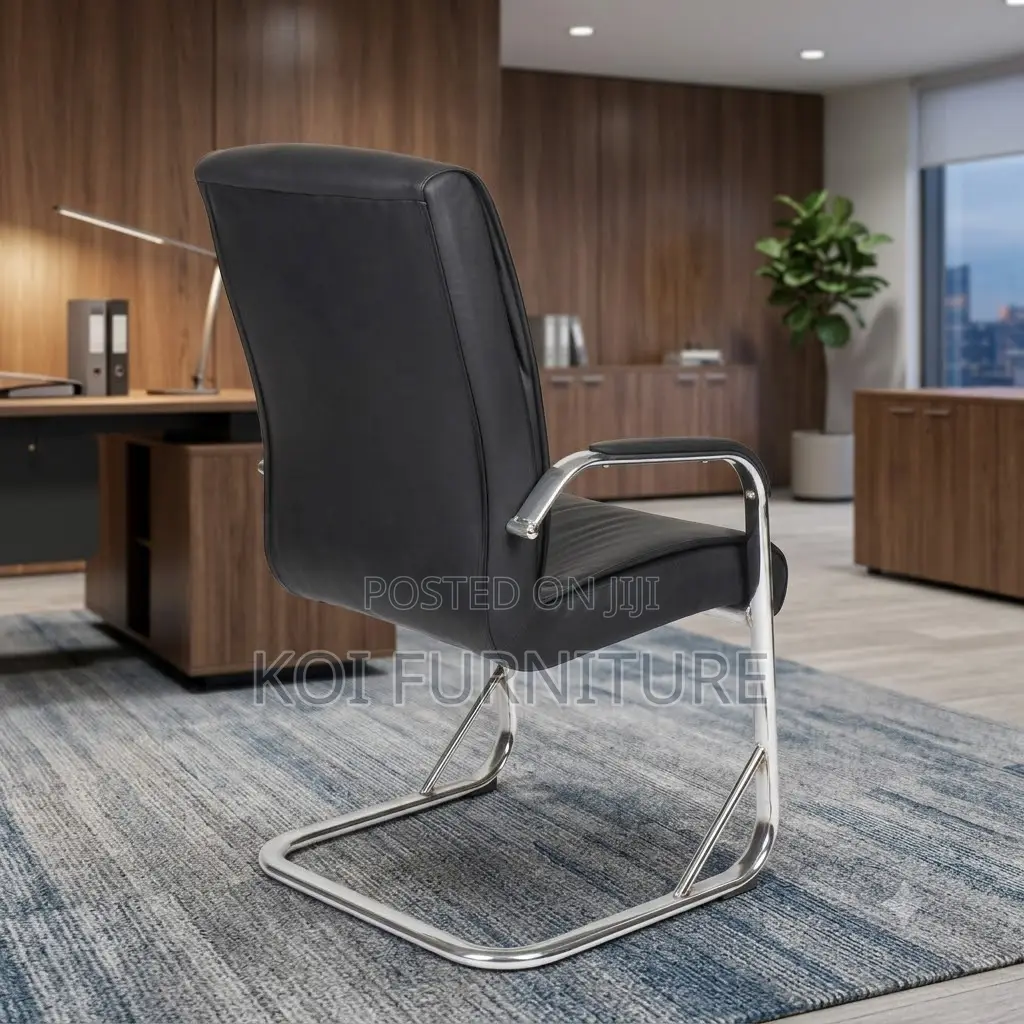 Office Chairs; Sled Based Leather Office Reception Desk Chair