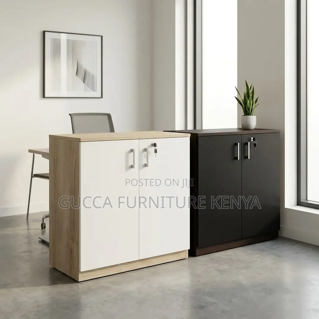 2-Door Brown Credenza File Cabinet.