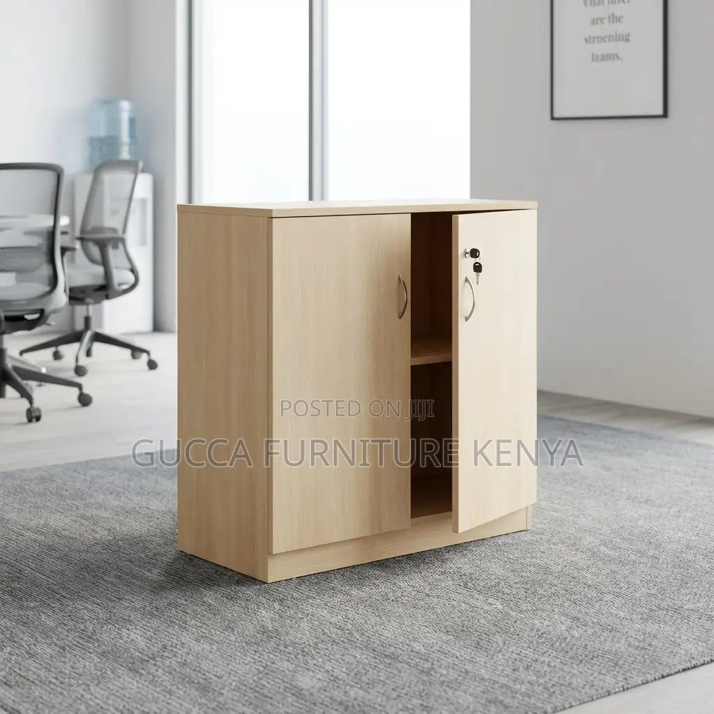 2-Door Brown Credenza File Cabinet.