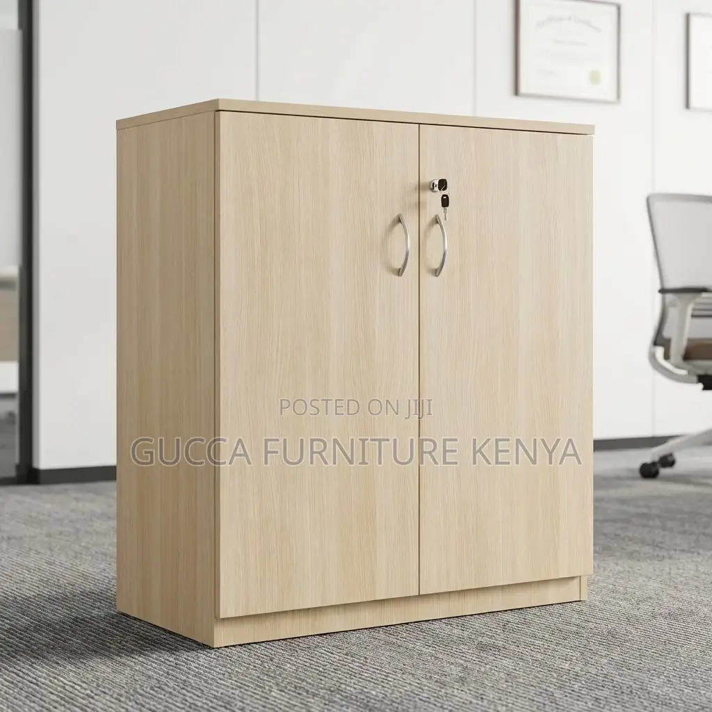 2-Door Brown Credenza File Cabinet.