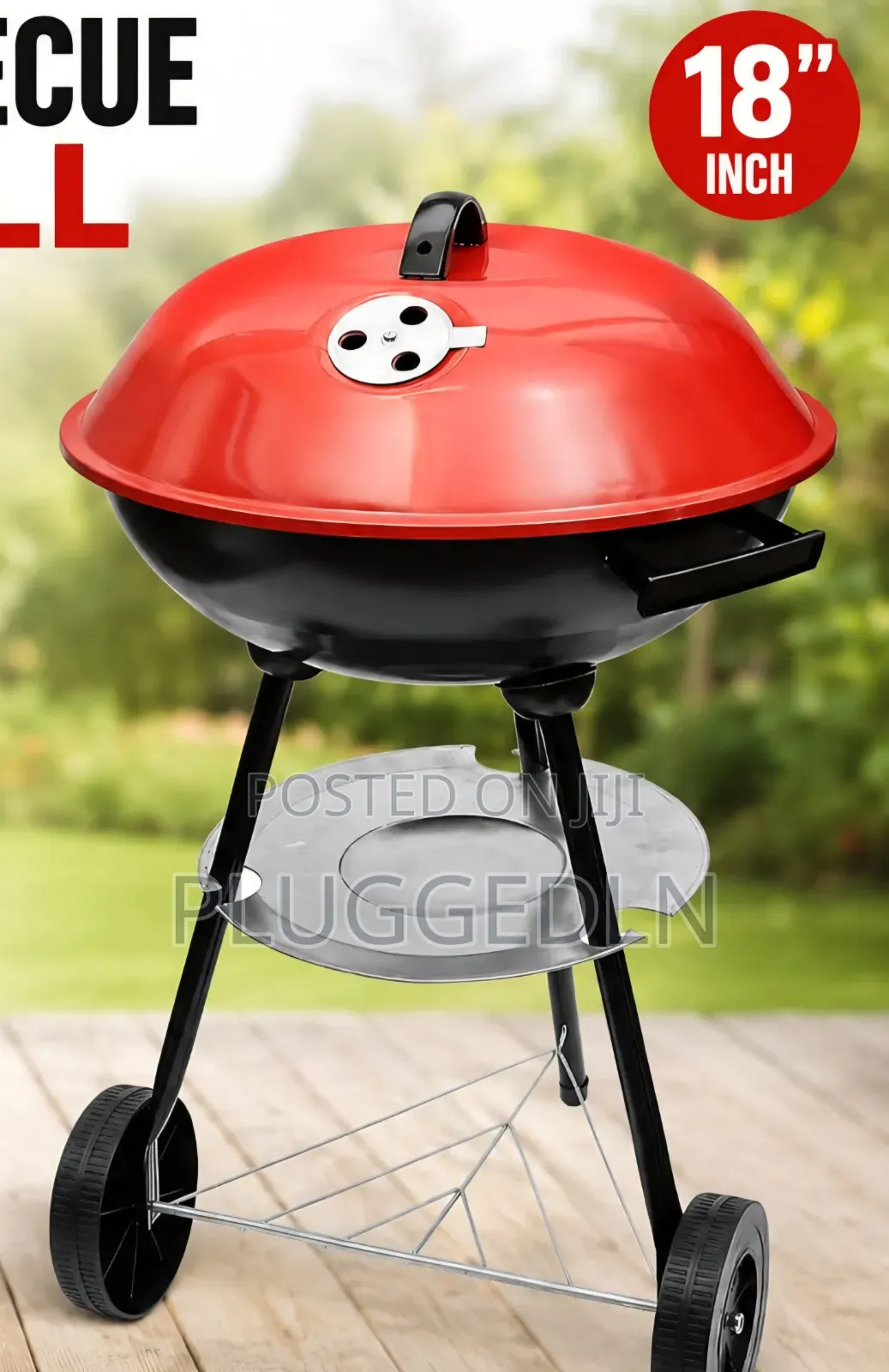 Large 18 Inches Wide Portable Round Charcoal Barbecue