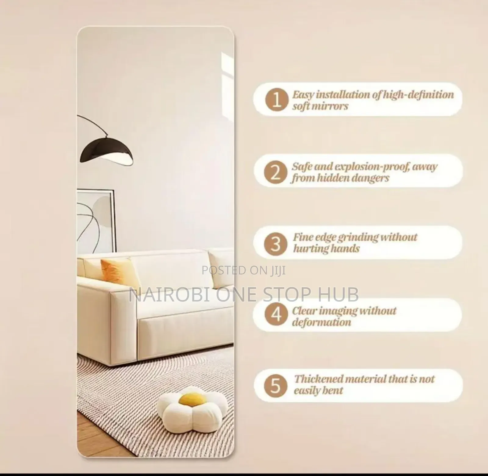 Unbreakable Acryllic Mirror 120cm×40cm