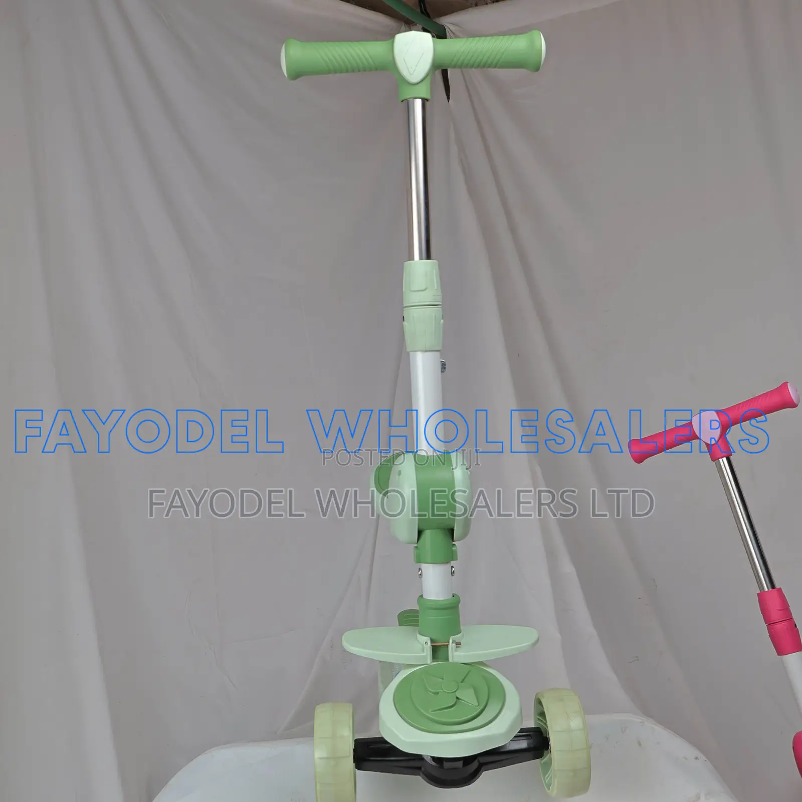 Green Kids Scooter With Seat and 3 Wheels