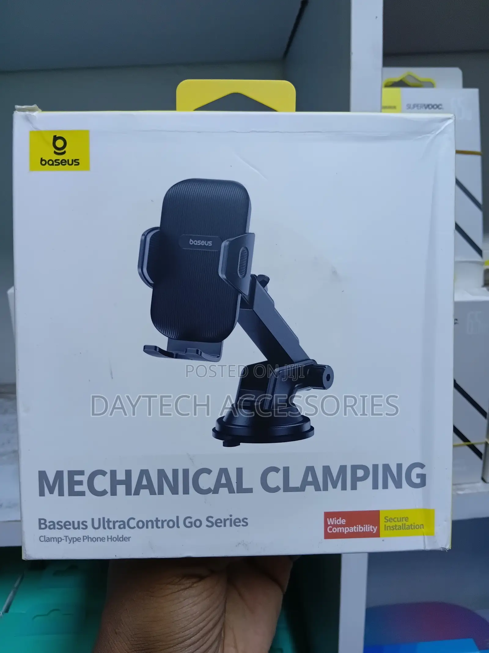 Baseus Ultracontrol Go Clamp-Type Car Phone Holder in Black.