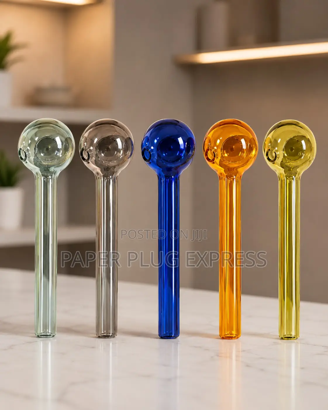 Straight Colored Oil Burner Glass Pipe – 8mm 4 Inch
