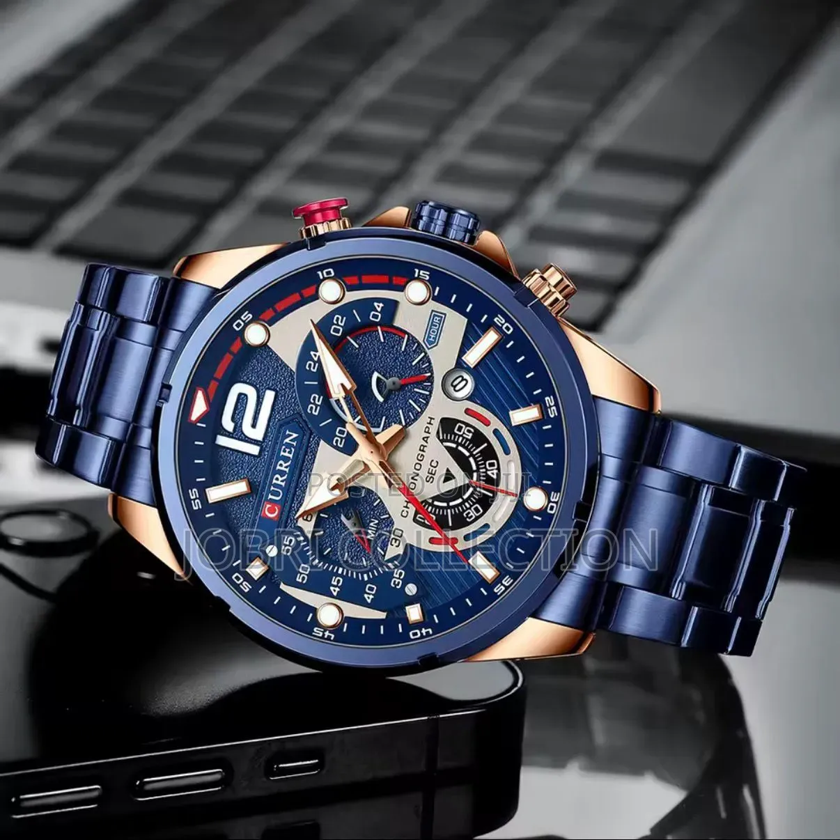 Blue Face Curren Chronograph Gents Watch