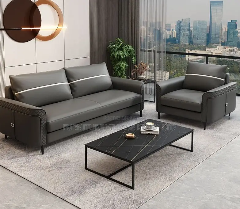 5-Seater Executive Leather Fabric Sofa