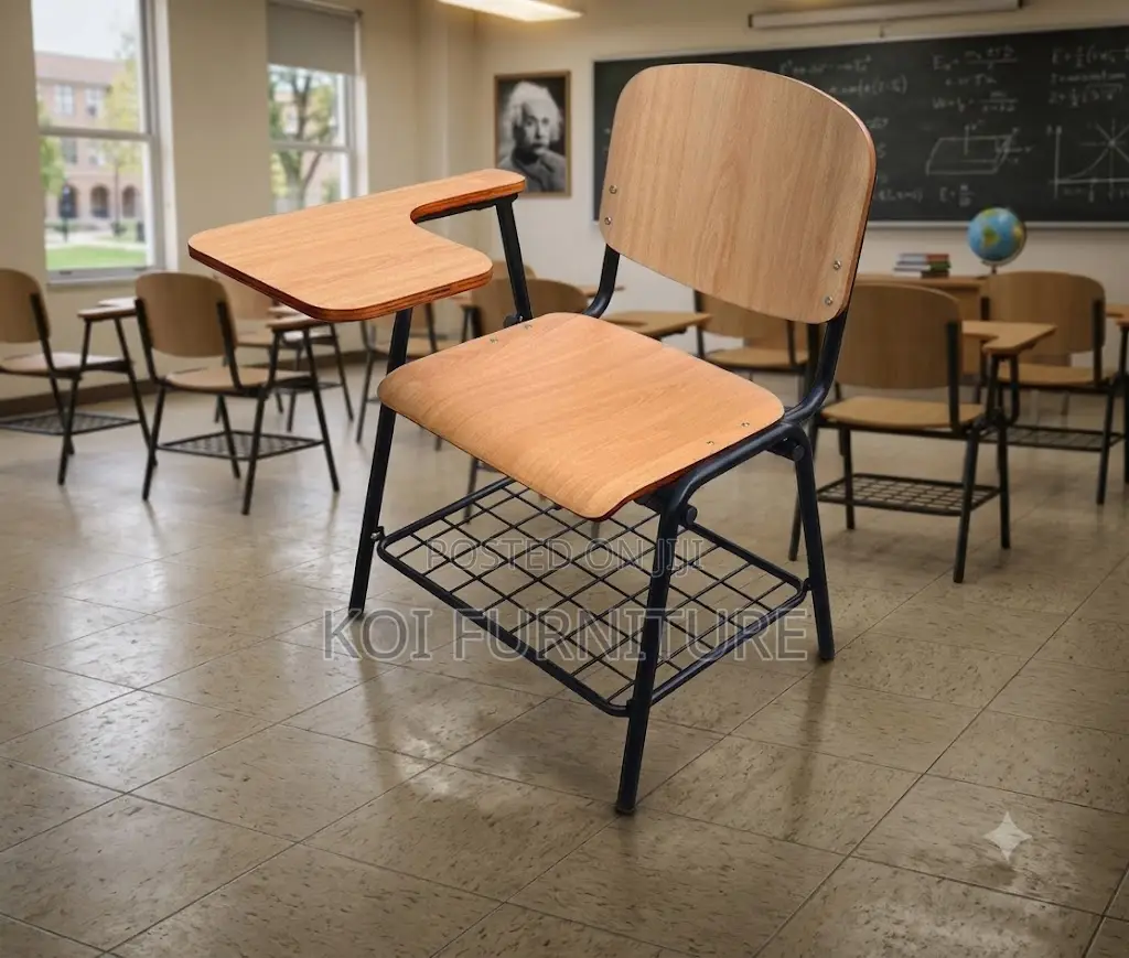 School Furniture; Wooden Desk With Writing Pad