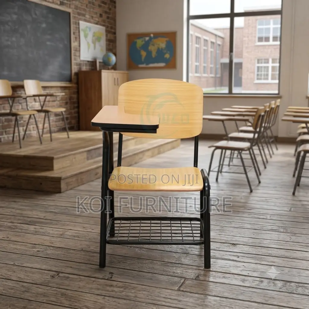 School Furniture; Wooden Desk With Writing Pad