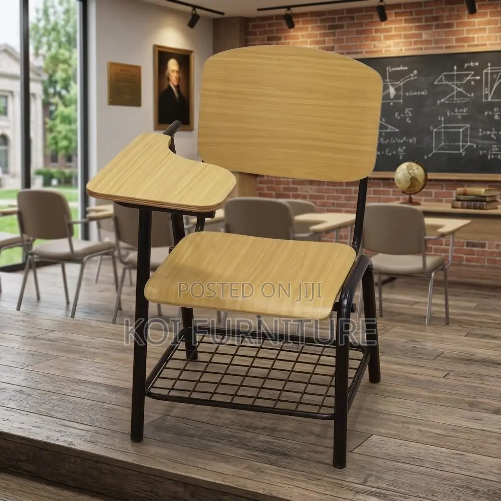 School Furniture; Wooden Desk With Writing Pad