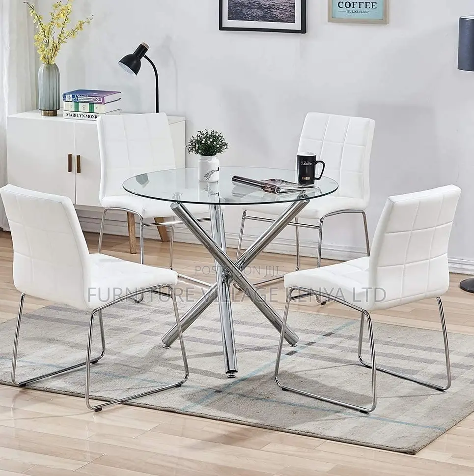 Round Nordic Glass Dining Table
