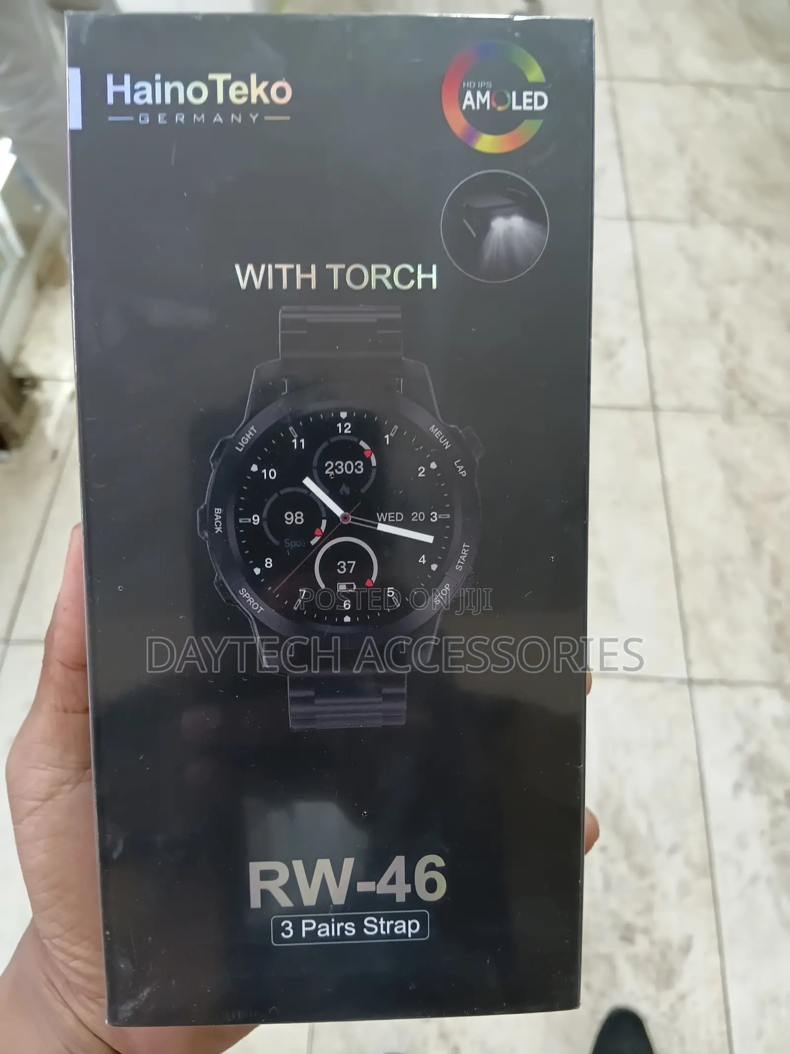 Haino Teko Germany Rw-46 Smart Watch With Torch Light 3 Straps.